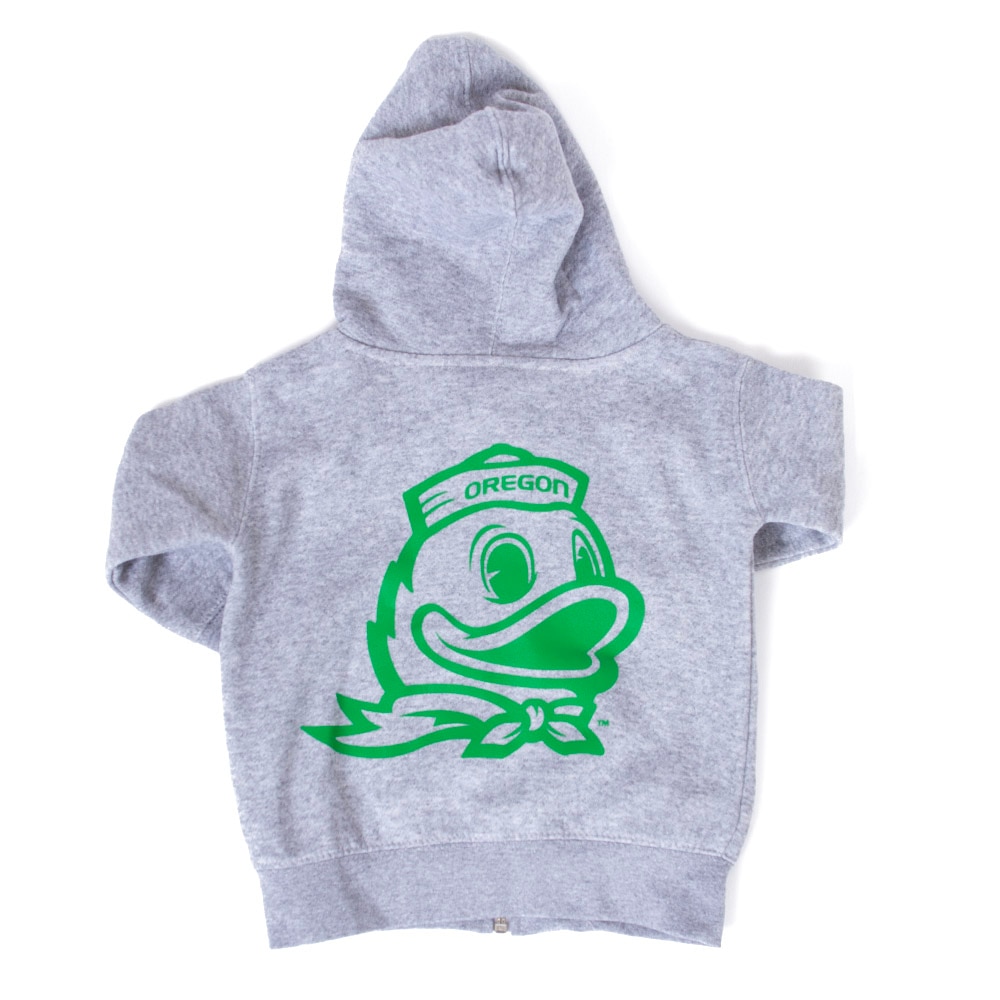 Ducks, McKenzie SewOn, Grey, Full Zip, Kids, Infant, Oregon Ducks mascot, Hoodie, Sweatshirt, 964792